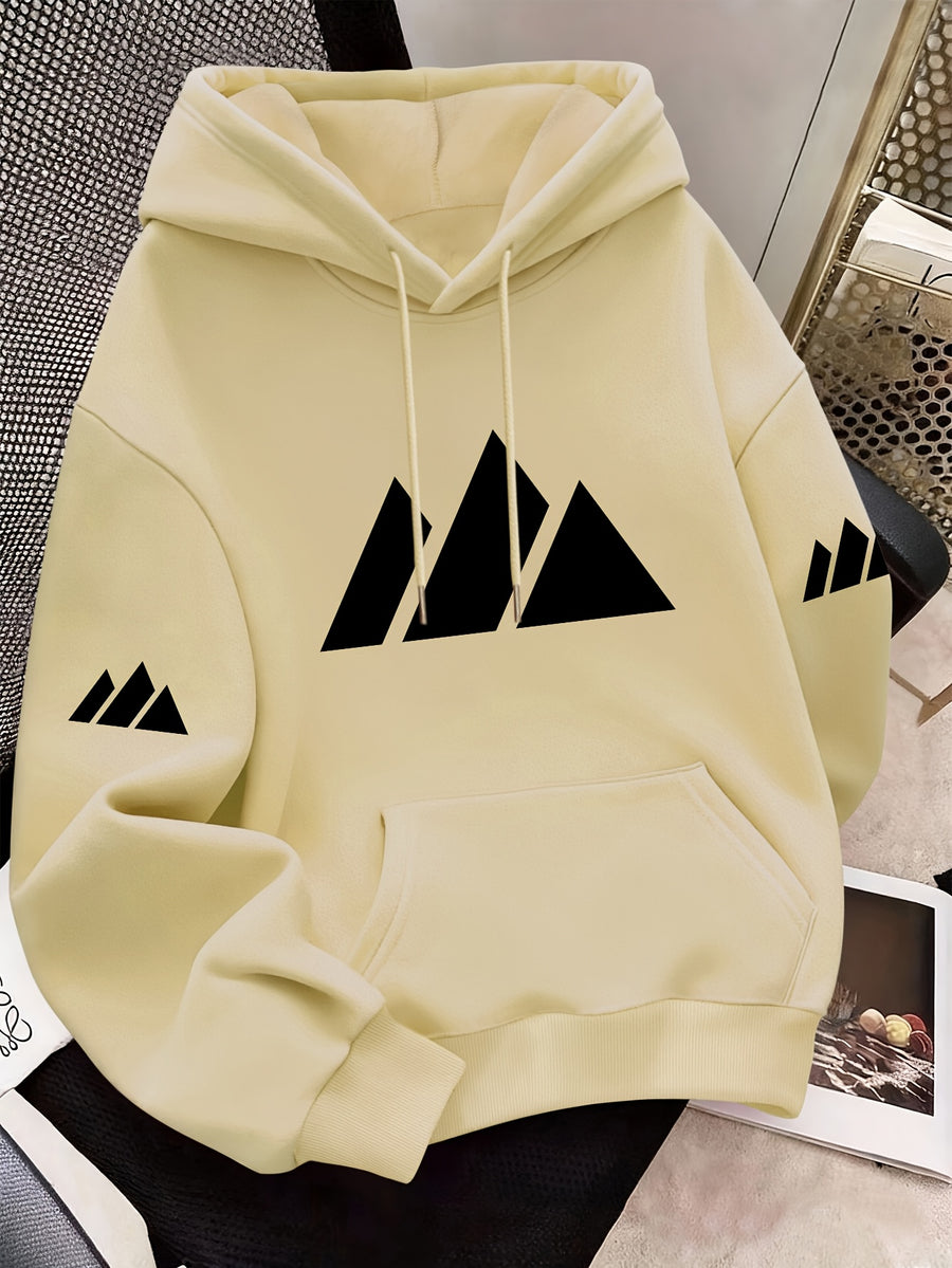 Women Mountain Ranges Graphic Hooded Sweatshirt, Casual Fashion Jacket, Sports Shirt Top, Outdoor Fashion Casual, 2026 New Daily Versatile Autumn And Winter Women Clothing - Apricot