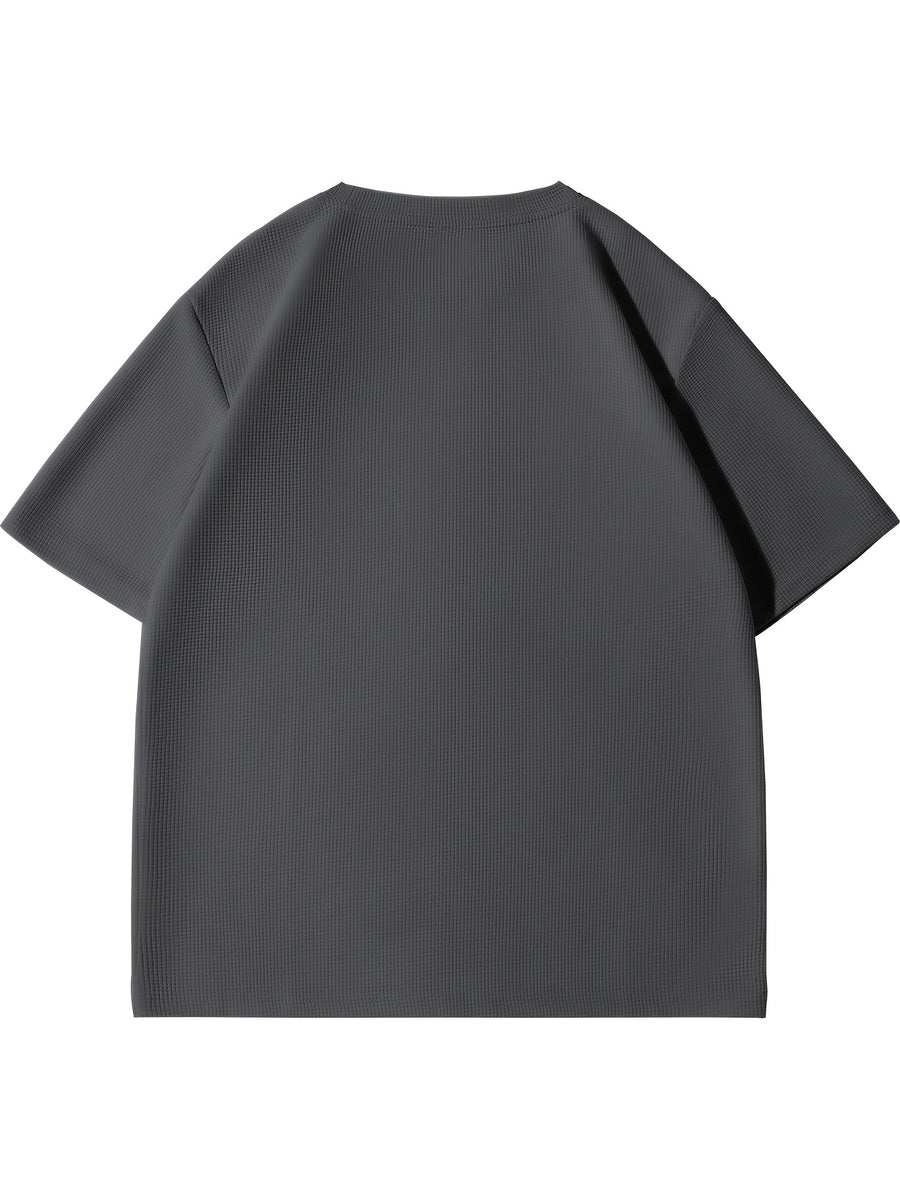 Paul Frank Summer Men'S Versatile Waffle Knit Breathable Short Sleeve T-Shirt - Dark Gray