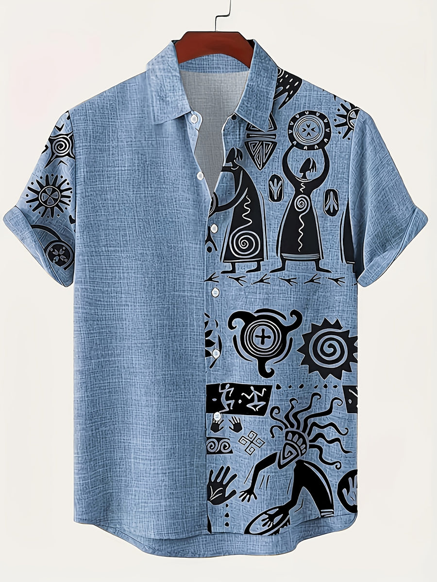 Men'S Classic Short-Sleeve Shirt with Lapel - Casual Button-Up Design for Summer Daily Wear, Vacation Destinations, And Outdoor Activities - Mixed Color 4