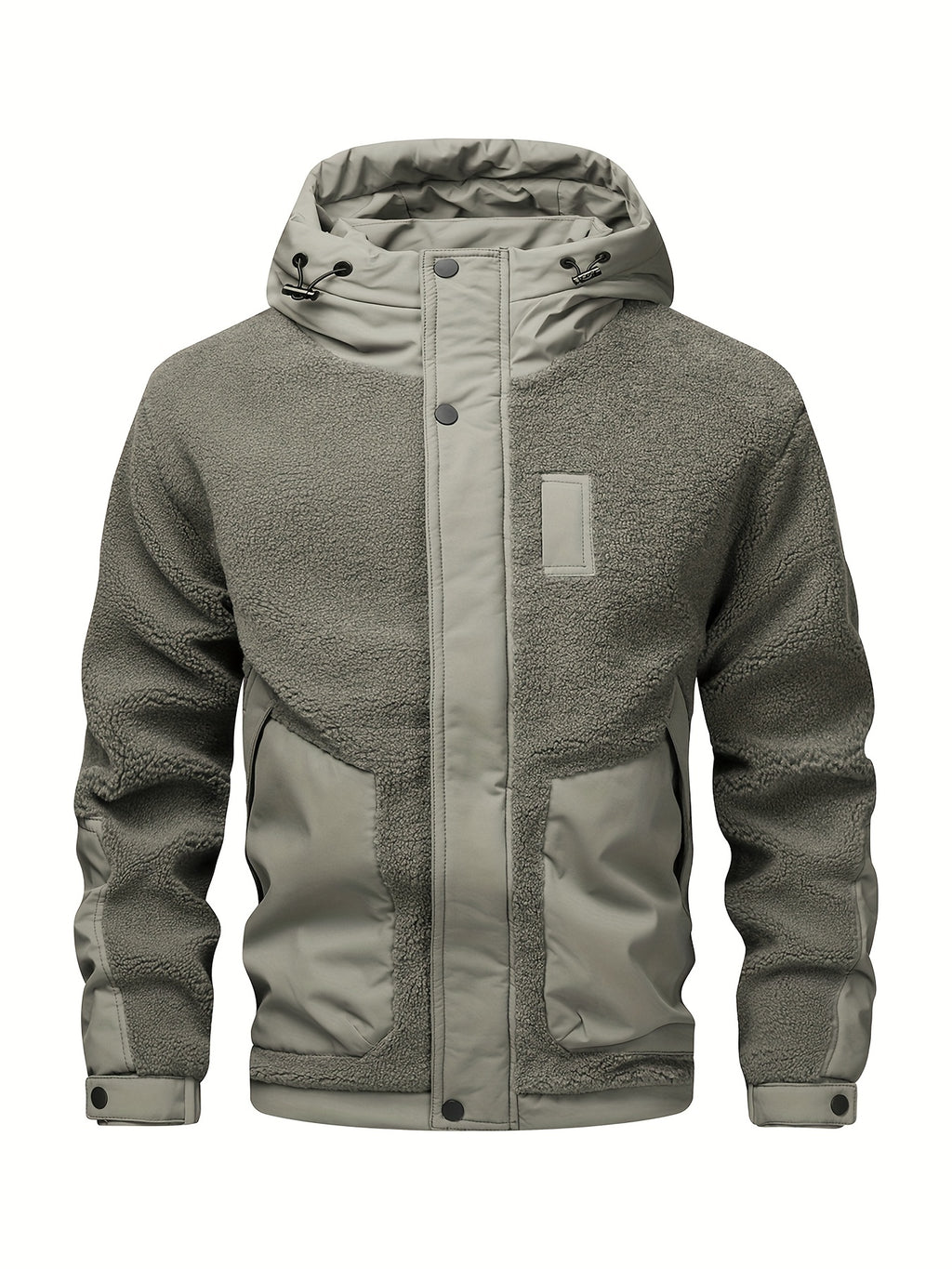 Puffy Hooded Workwear Jacket for Men New Winter Style with Color-Blocked Panels Large Pockets, Machine-Washable Quilted Lining for Warmth Casual Winter Coat - Olive