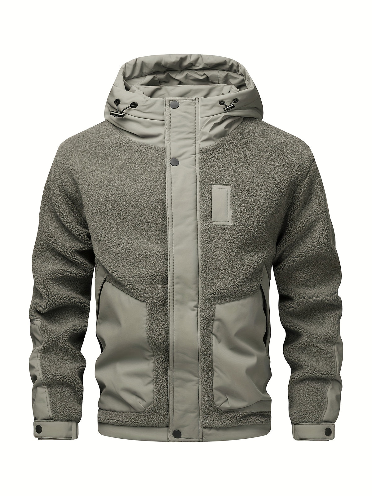 Puffy Hooded Workwear Jacket for Men New Winter Style with Color-Blocked Panels Large Pockets, Machine-Washable Quilted Lining for Warmth Casual Winter Coat - Olive
