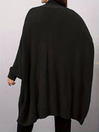 Plus Size, Plus Size Women's Batwing Sleeve Solid Open Front Cardigan - Black