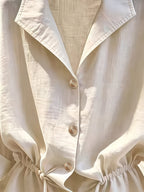 New Women'S Loose Casual Drawstring Long Sleeve Shirt - Apricot