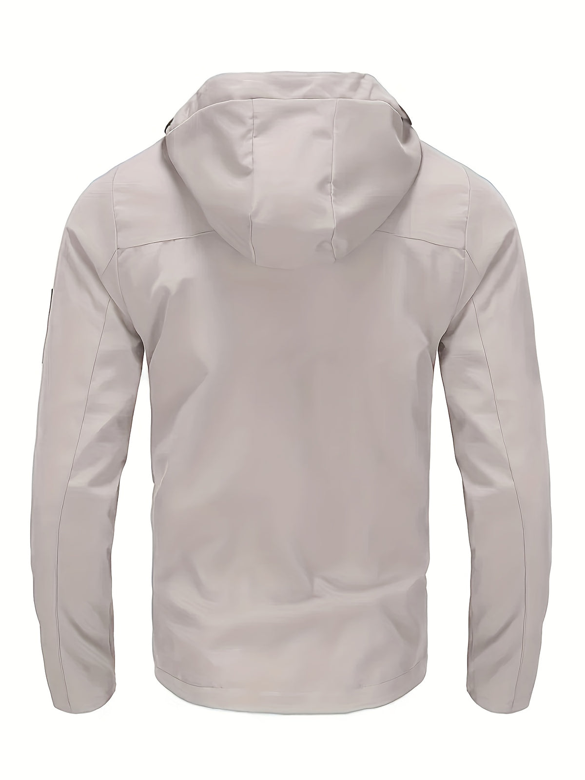 Men's Lightweight Softshell Jacket with Hood, 100% Polyester Solid Color, Regular Fit, Long Sleeves, Zippered Pockets, Outdoor Casual Style - Blue+Khaki