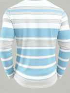 Printed Design – Not Textured Men's Crew Neck Long Sleeve T-Shirt Printed Top, Machine Washable, Suitable for Daily Outings, Casual Wear, Outdoor Activities, Travel, Sports, Soft, Comfortable, and Versatile Men's Top, Streetwear - Mixed Color 2