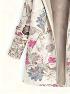Women'S Fashion Winter Hooded Long Sleeve Zipper Floral Print Jacket Coat - Multicolor