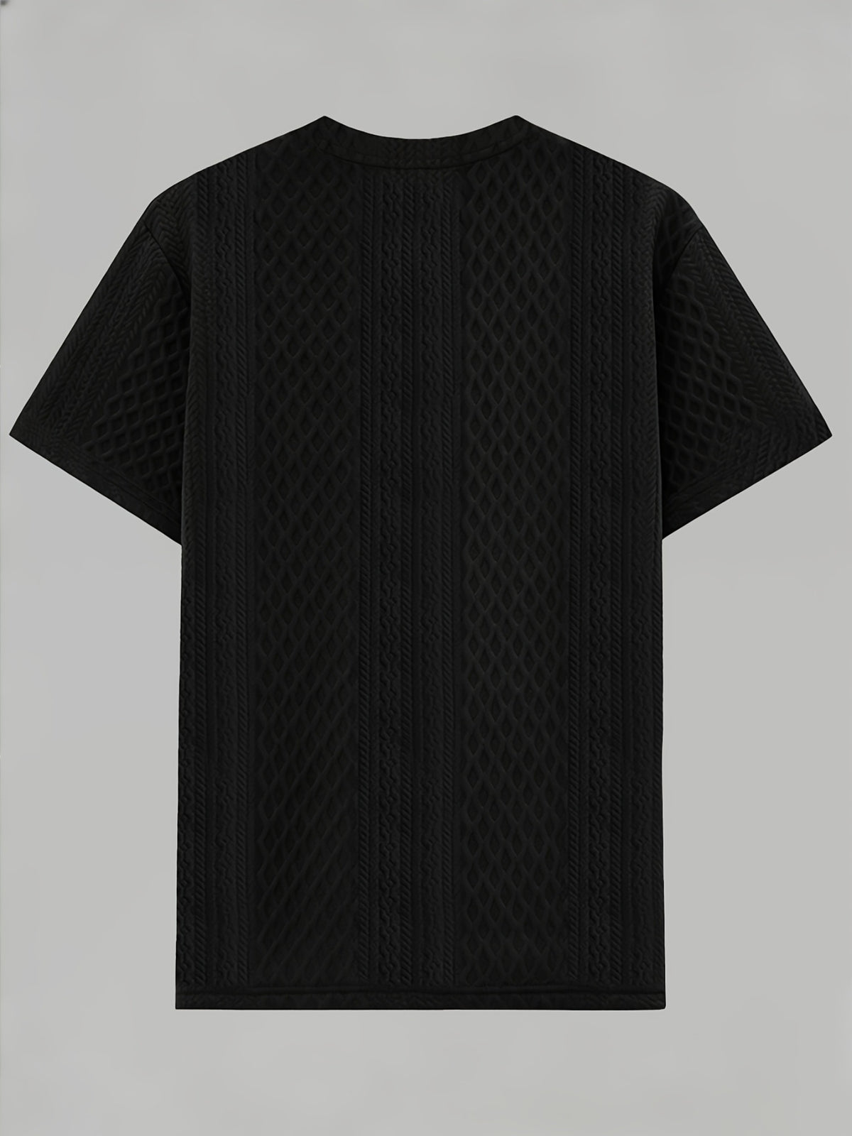 Men'S Round Neck Textured Fabric Short Sleeve T-Shirt, Suitable for Summer Casual Sports - Black