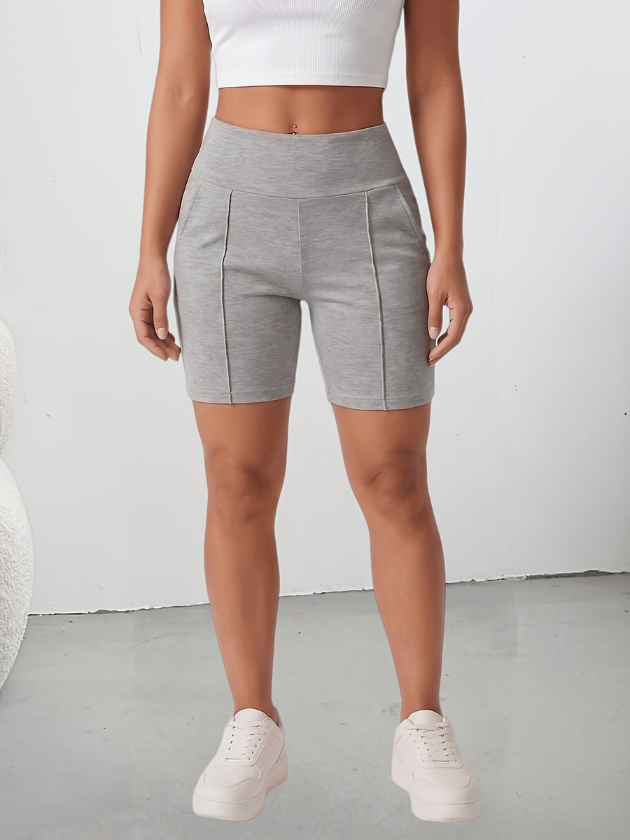 Women's High-Waist Tummy Control Shorts with Side Pocket - Non-Sheer & Shorts Suitable for, Casual Wear, Spring Summer Shorts, Machine Washable Tummy Control Underwear (No Transparency) - Light Grey
