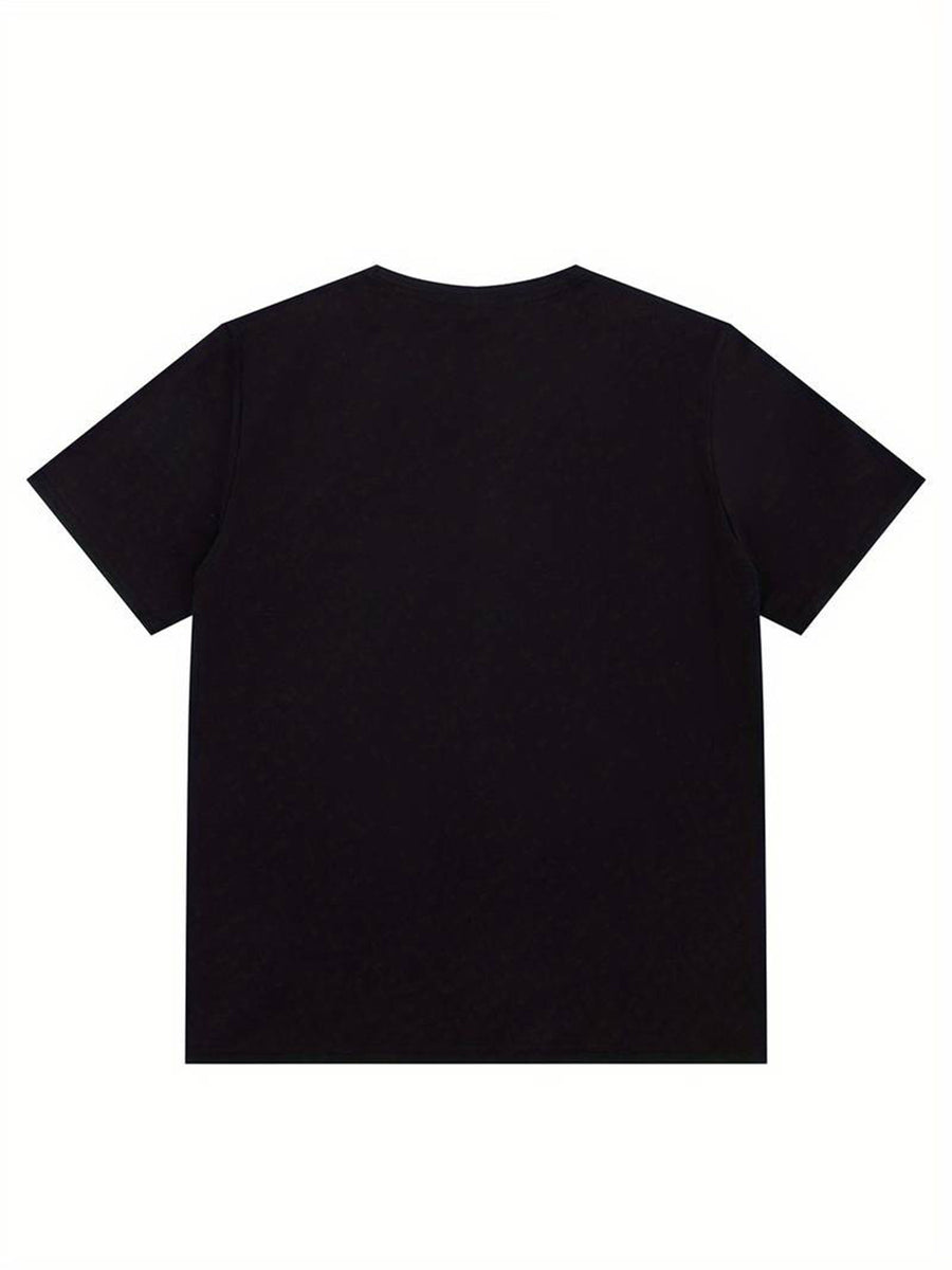 3D Men'S Minimalist Black Red Contrast T-Shirt - "BLA" Letter Print, Casual Wear, Street Style, Men'S Round Neck Tee, Loose Fit - Black