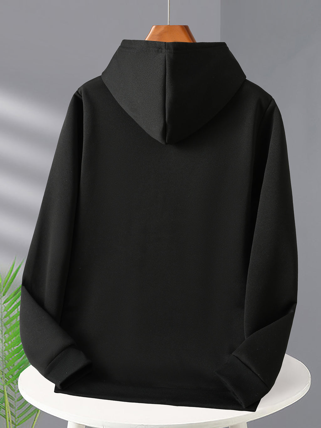 HUGG Embrace Minimalist Vertical Letter Artsy Men'S Hooded Sweatshirt Front And Back Double-Sided Print Pattern Casual Hoodie Daily Wear Comfortable Versatile Suitable for Outdoor Sports Fitness Casual Wear - Black