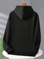 HUGG Embrace Minimalist Vertical Letter Artsy Men'S Hooded Sweatshirt Front And Back Double-Sided Print Pattern Casual Hoodie Daily Wear Comfortable Versatile Suitable for Outdoor Sports Fitness Casual Wear - Black
