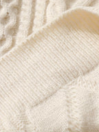 ANDREILEE Men's Japanese Vintage Rhombus Cable Knit Sweater - Oversized Loose Fit Crew Neck Sweater Suitable for Daily Wear, Office & Commuting, Warm Winter Pullover with Cable, Hand Washable Solid Color Knitwear - Apricot