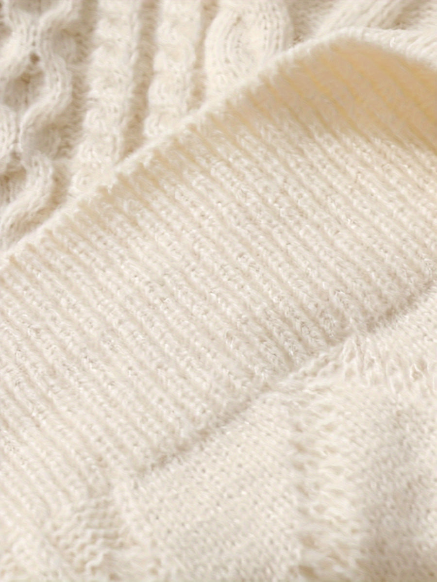 ANDREILEE Men's Japanese Vintage Rhombus Cable Knit Sweater - Oversized Loose Fit Crew Neck Sweater Suitable for Daily Wear, Office & Commuting, Warm Winter Pullover with Cable, Hand Washable Solid Color Knitwear - Apricot