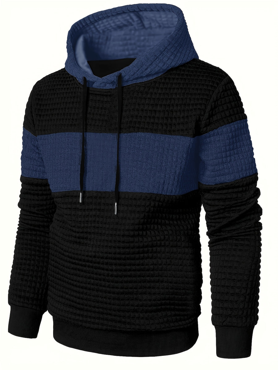 Color-Block Fashion Hoodie Sweatshirt Casual Versatile Men'S Pullover - Dark Blue