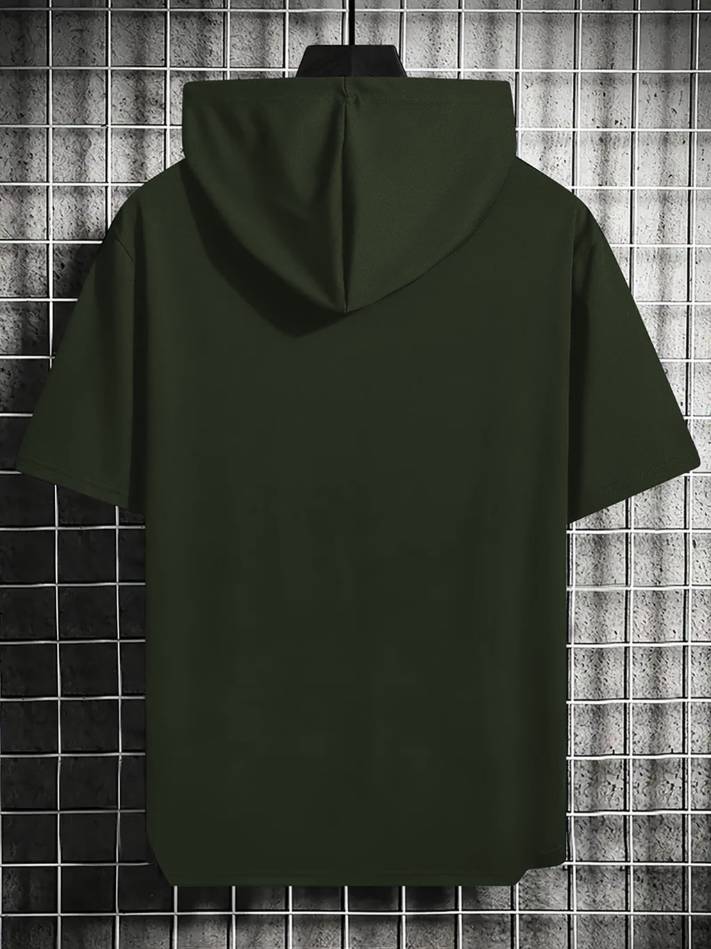 Solid Color Men's Hoodie T-Shirt, Novelty Casual Short-Sleeve Hooded Tee, Loose Fit Hooded Short-Sleeve Top, Versatile Men's Casual Knitwear, Summer Outdoor Casual Short-Sleeve Black, Vintage Fashion Trendy Apparel, Spring-Summer Vacation Outdoor - Olive Green