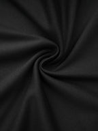 Fashion Women's Casual Round Neck Short Sleeve Dress with Side Slit, Long Ankle-Length Daily Commute Skirt - Black