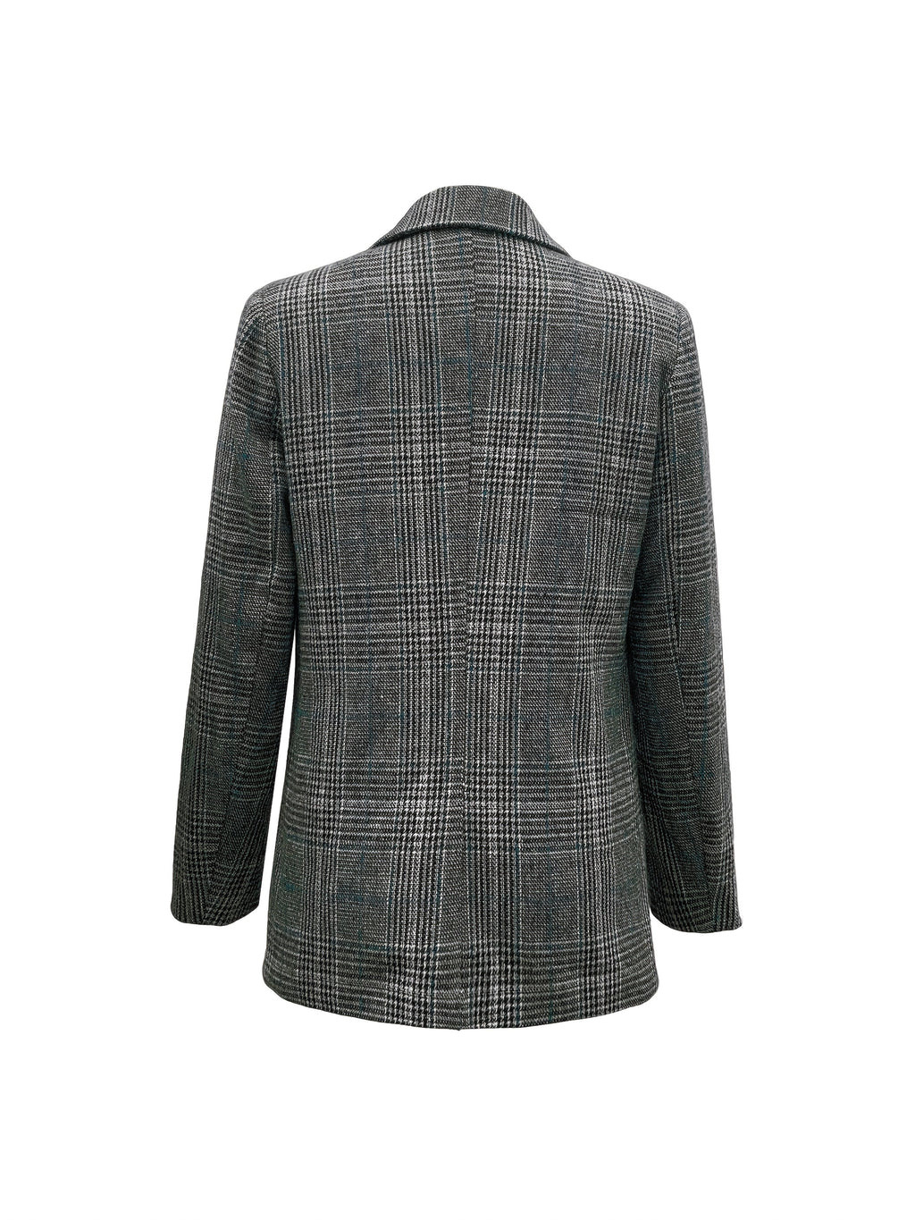 Fashion Vintage Plaid Blazer | Single Breasted, Long Sleeve, Half Placket, Elegant Style, Suitable for Business, Office, and Daily Wear in Fall/Winter - Blue