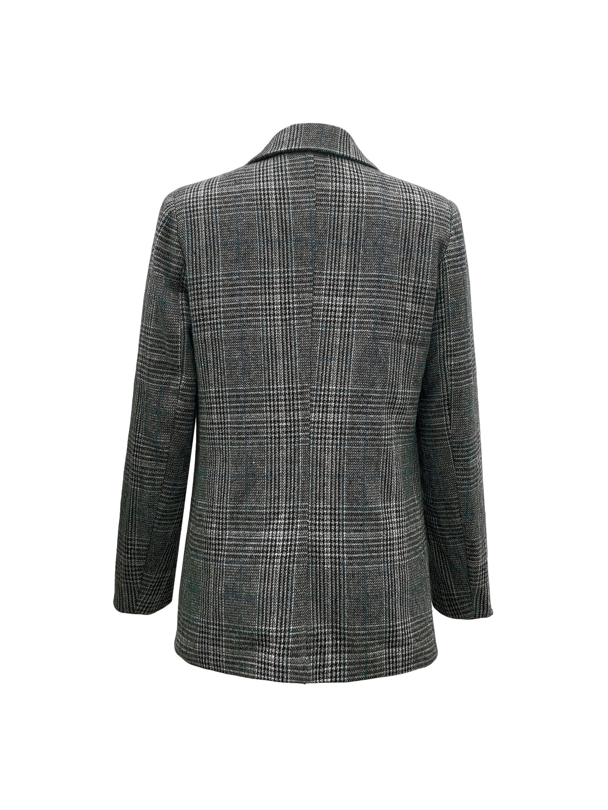 Fashion Vintage Plaid Blazer | Single Breasted, Long Sleeve, Half Placket, Elegant Style, Suitable for Business, Office, and Daily Wear in Fall/Winter - Blue