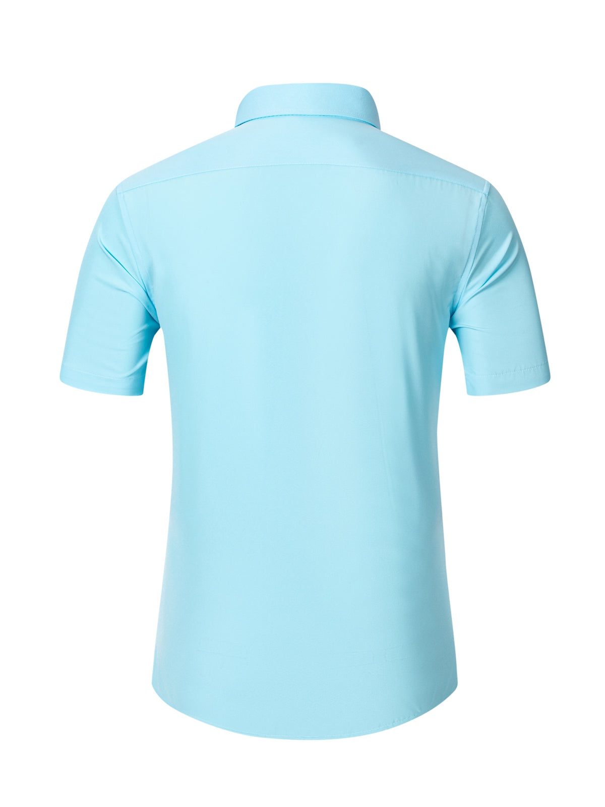 2pcs Men's Short-Sleeve Shirts, Henley/Stand-Up Collar Design, Summer Casual Outerwear - Light Green