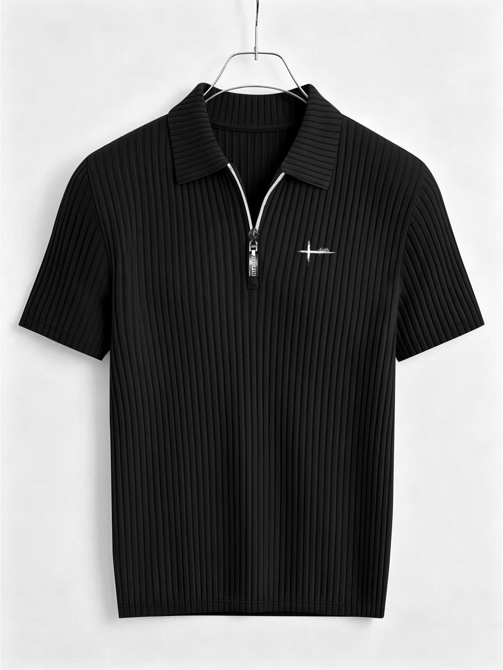 Men's Outdoor Sports Printed Short-Sleeve Summer Casual Comfortable Polo Shirt - Black