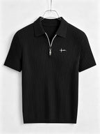 Men's Outdoor Sports Printed Short-Sleeve Summer Casual Comfortable Polo Shirt - Black