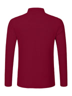Maqiqi OBM Men's Fashion Waffle Knit Long Sleeve Henley Shirt, Stand Collar Button-Up Top with Chest Pocket and Positioned Printed LOGO, Casual Regular Fit Solid Color Spring/Autumn Daily Top - Burgundy