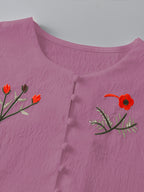 Chinese Style Embroidered Women's Set, Breathable Vest and Pants Outfit - Two-Piece Casual Elegant Ensemble - Fuchsia
