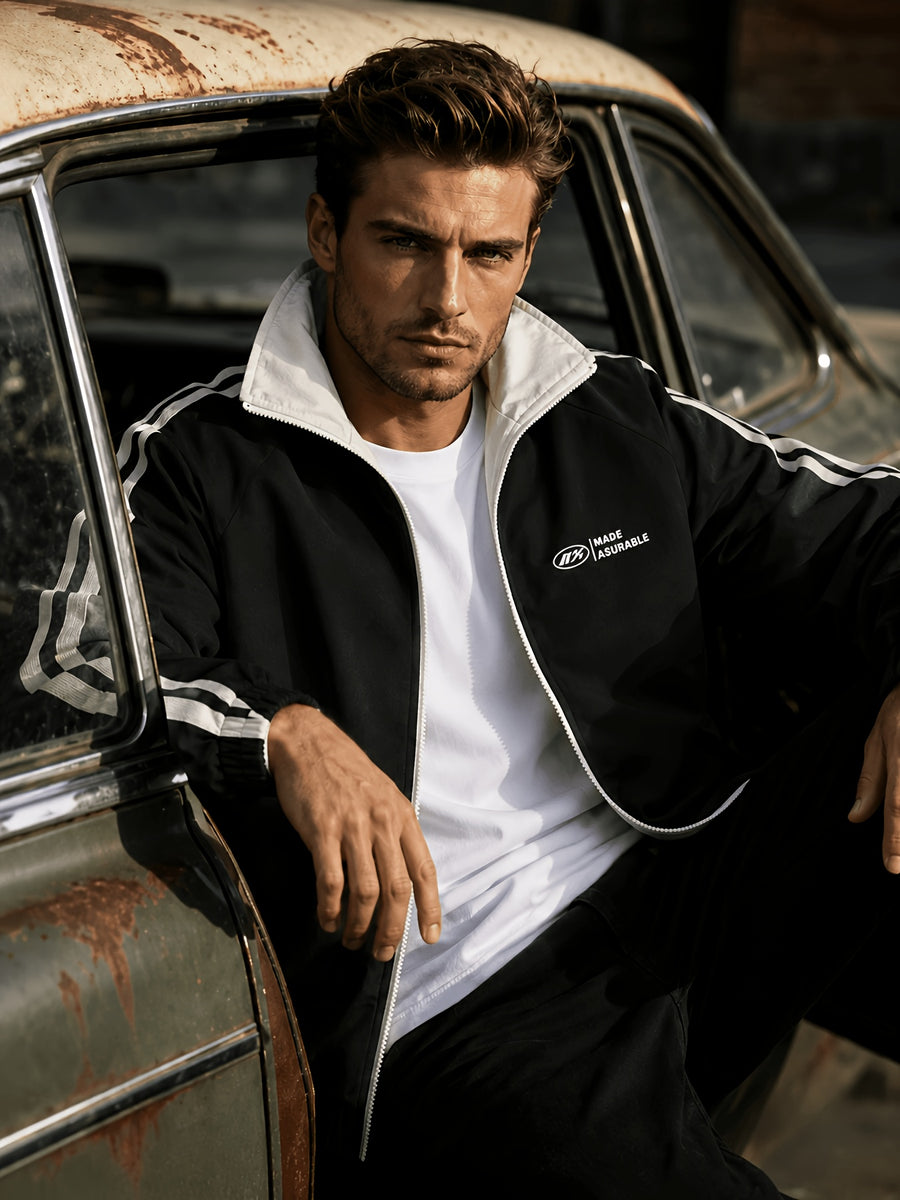 Men'S Lightweight Reversible Casual Jacket, Suitable for Hiking, Travel, And Running Adventures, Breathable Casual Outerwear, Thin Coat - Black