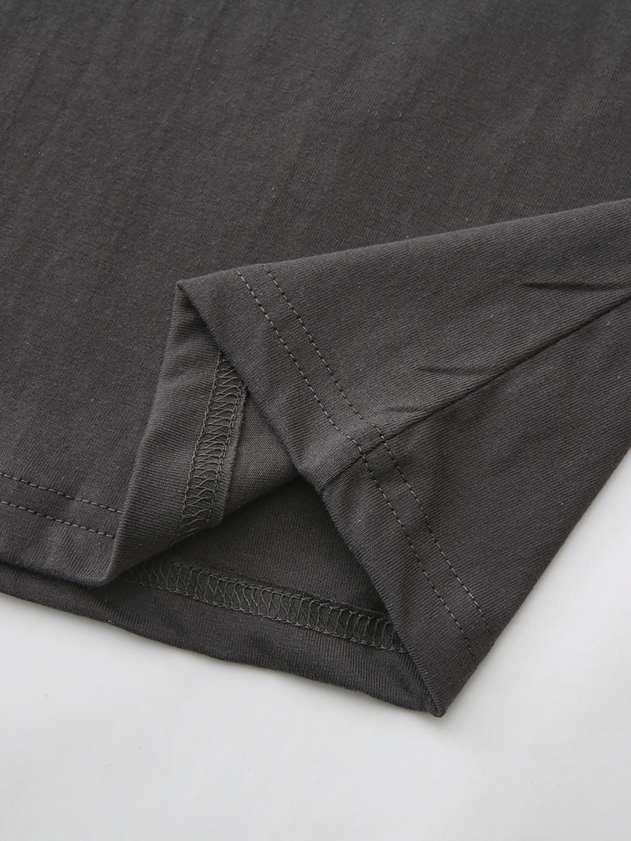 Men's Pure Cotton T-shirt, Printed with a Hawaiian Coast Surfboard Pattern, Is Stylish, Casual, Breathable, and Versatile, Making It a Unique Short-sleeved Top Suitable for Casual Attire in the Summer - Dark Gray