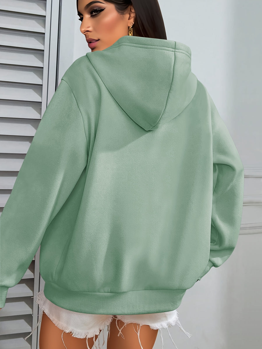 Women Mountain Ranges Graphic Hooded Sweatshirt, Casual Fashion Jacket, Sports Shirt Top, Outdoor Fashion Casual, 2026 New Daily Versatile Autumn And Winter Women Clothing - Green