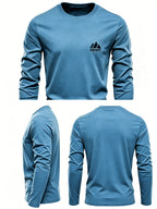 Men'S Spring And Autumn Thin Knitted Classic Solid Color Long-Sleeve T-Shirt 1pc, Casual Sports All-Match Inner Wear Men'S Long-Sleeve Tops - Navy Color