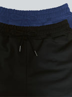 2pcs Plus Size Women'S Casual Wide-Leg Athletic Pocket Sweatpants, Solid Color Drawstring Pattern Printed Sweatpants - Black + Navy Blue
