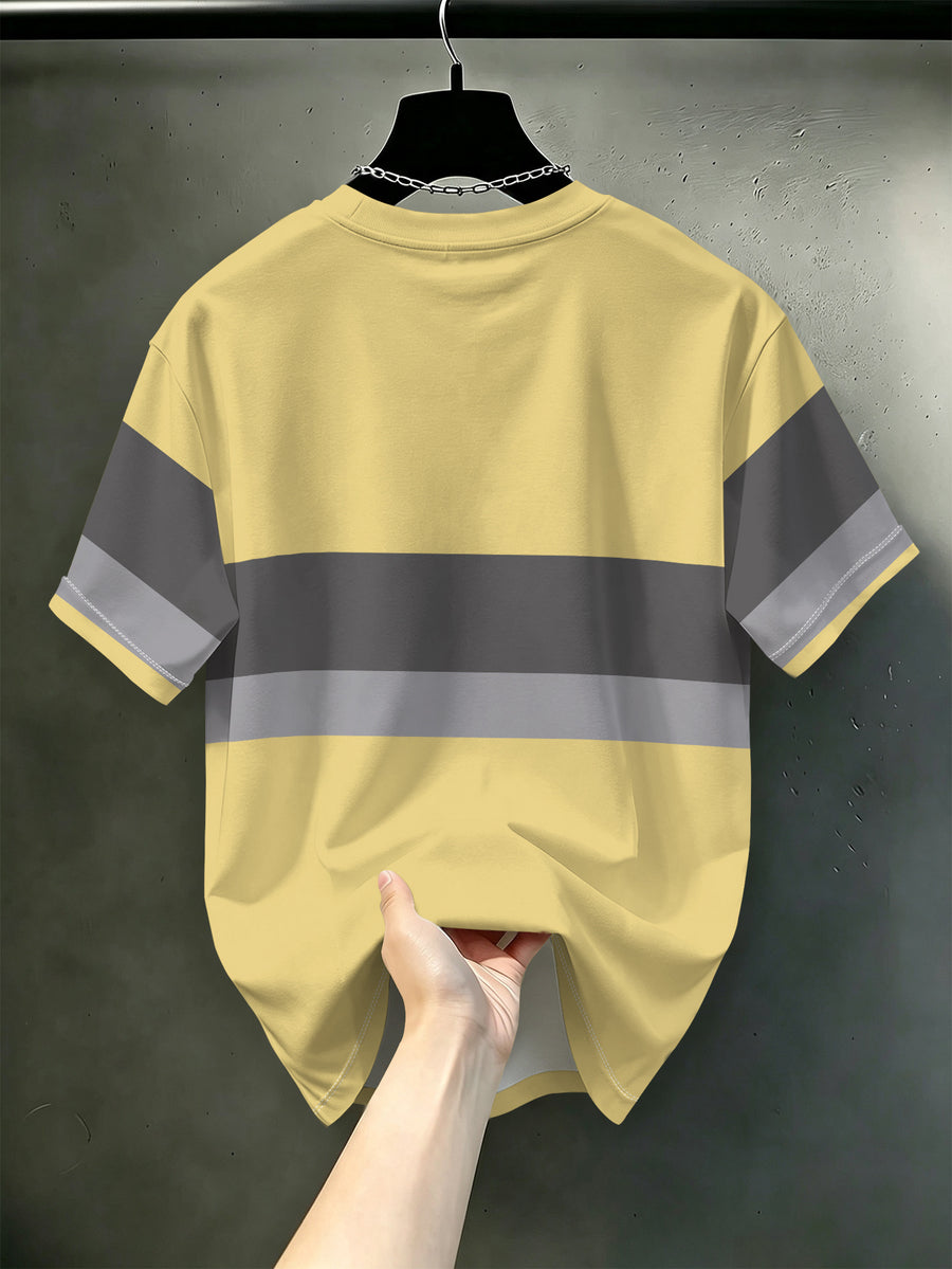 [Printed Design – Not Textured] New Men's Short-Sleeve T-Shirt, Heavyweight Vintage Style Top, Loose Fit, Casual, Breathable, Versatile, Crew Neck, Half-Sleeve, Comfortable, Skin-Friendly, Breathable, Wear-Resistant, for Commuting, Daily Outings - Mixed Color 3