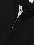 Men'S Short Sleeve Henley Shirt, Summer Button-Up Knit Style, Breathable And Fashionable, High-Quality Casual Outdoor Top, Suitable for Spring And Summer Seasons - Black