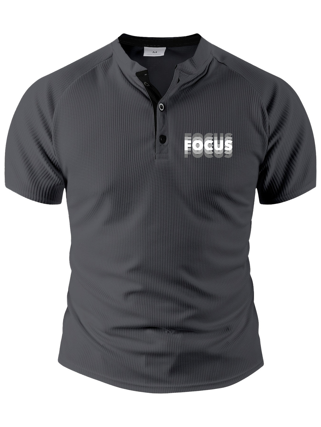 Men's Summer Collarless Casual Henley Shirt. Comfortable, Soft, and Breathable Fitness Business Fashion Polo Shirt - Space Gray