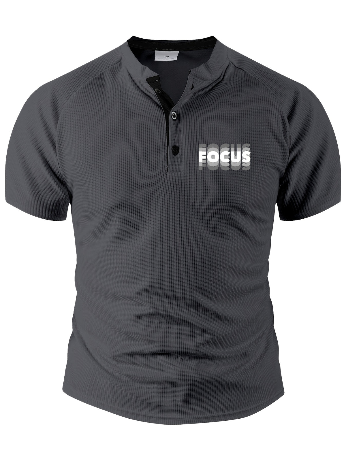 Men's Summer Collarless Casual Henley Shirt. Comfortable, Soft, and Breathable Fitness Business Fashion Polo Shirt - Space Gray
