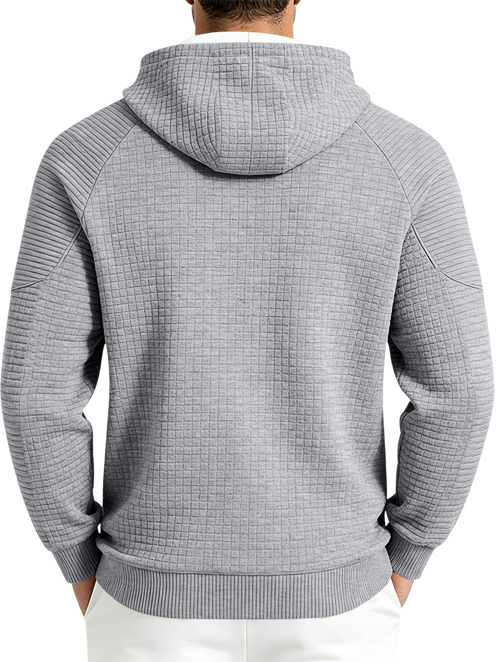 Maqiqi OBM Men's New Autumn/Winter Solid Color Warm and Comfortable Hooded Sweatshirt, Stylish and Versatile for Daily Casual, Work, Commuting, and Outdoor Activities - Light Grey