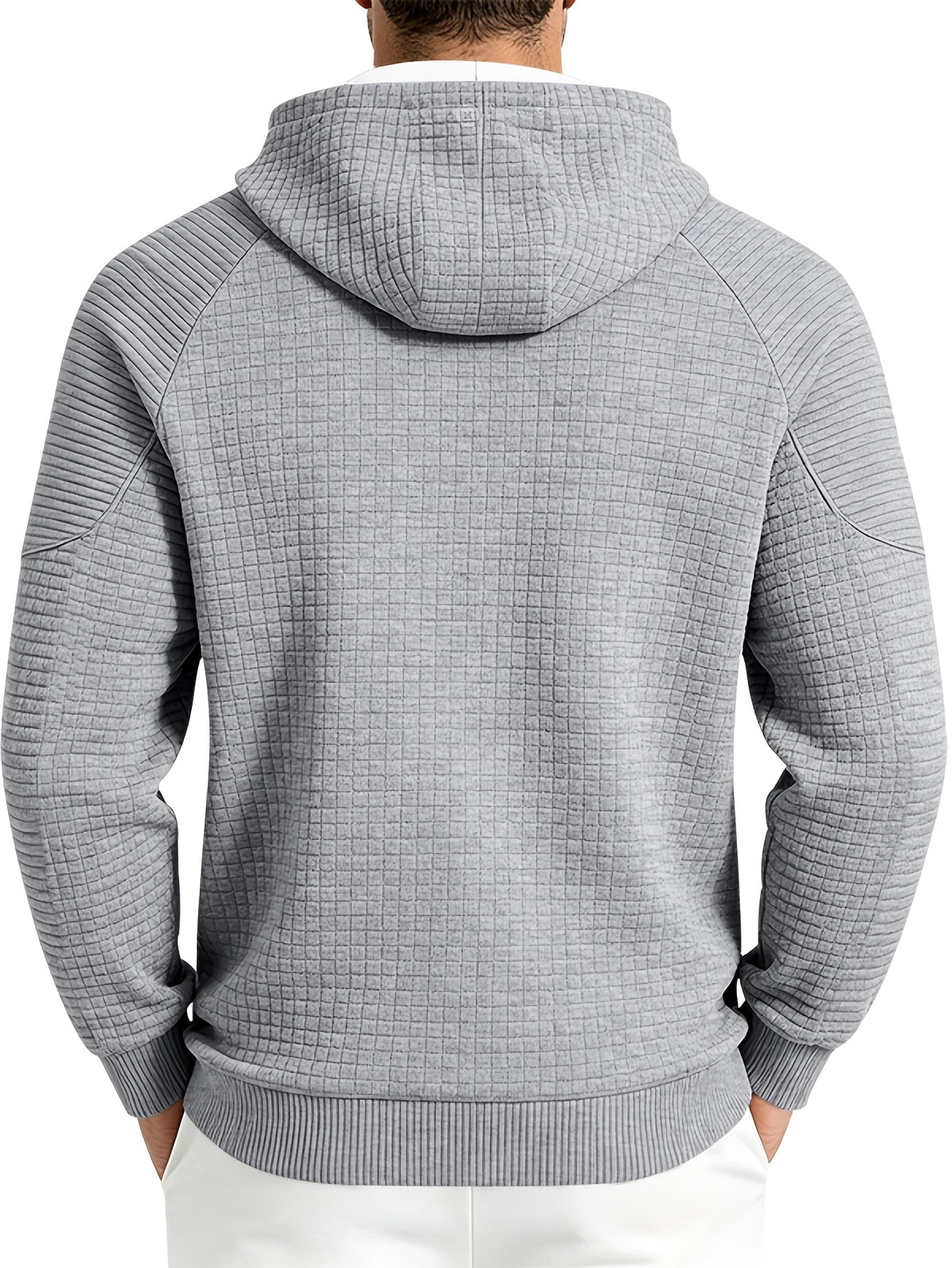 Maqiqi OBM Men's New Autumn/Winter Solid Color Warm and Comfortable Hooded Sweatshirt, Stylish and Versatile for Daily Casual, Work, Commuting, and Outdoor Activities - Light Grey