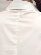 White Casual Oversized Blouses Women 2024 Autumn Korean Fashion Mid Length Winter Loose Long Sleeves Female Blouses - White