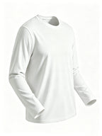 4pcs of Pure Cotton Breathable Round-neck Long-sleeve T-shirts, Soft and Well-fitting, Classic Style Suitable for Business Casual and Casual Attire, Versatile for All Seasons and Can Be Worn as an Outer Layer or as an Inner Layer - White