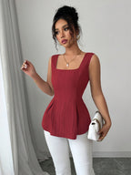 New Spring Summer Elegant Strapless Shirt - Brick Red