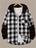 Plaid Jacket Men'S Shirt Jacket Faux Two-Piece with Hood Long Sleeve Shirt Spring Summer Thin Hooded Top - Mixed colors