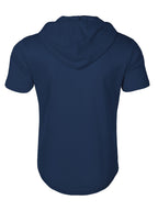 1 Men's Casual Henley Shirt, Men's Sportswear Fitness Hooded Short-Sleeve T-Shirt, Summer Hooded Sports Top T-Shirt - Navy Color