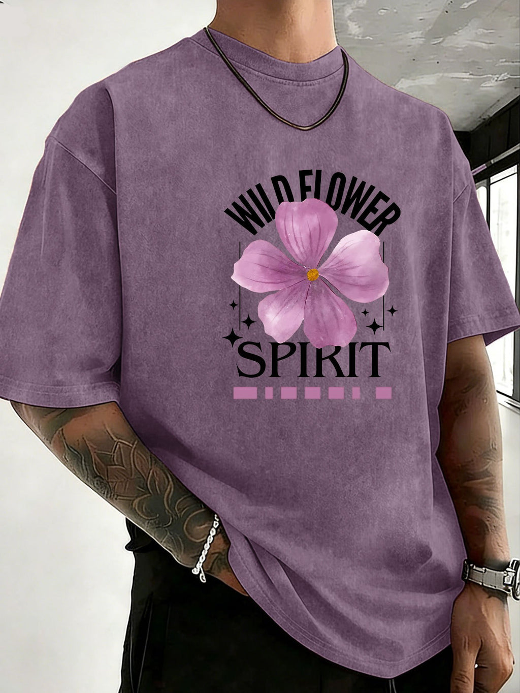 Mid-Summer Vacation Style Unisex T-Shirt, Pure Washed Distressed, Double-Sided Print, Breathable And Sweat-Absorbent, Loose Fit Outdoor Hiking Sports Trendy Casual Short Sleeve, Sweat-Resistant - Purple