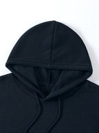 Geometric Print Women's -Lined Hooded Sweatshirt + Jogger Set, Machine Washable Pullover for Autumn/Winter, Soft Fabric, Versatile Daily Wear, -Lined Design, 100% Polyester, Ideal for Outdoor Sports, Durable and Comfortable Material, Warm and Stylish - Navy Color