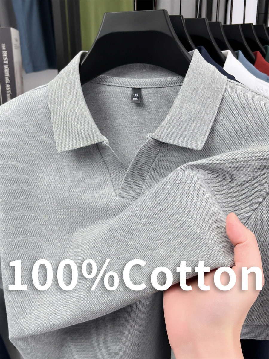[Pearson OBM] Summer New Men'S Short Sleeve Polo Shirt, Lapel Easy Business Casual Premium Breathable Short Sleeve T-Shirt, Men'S Wear, Hongyang - Grey