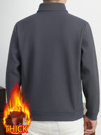 Men's Waffle Knit Stand Collar -Lined Zip-Up Jacket, Breathable and Textured, Pilling-Resistant, Loose Fit Not Tight, Suitable for Middle-Aged Men, Ideal for Casual and Commuting Wear - SINBOS - Dark Gray