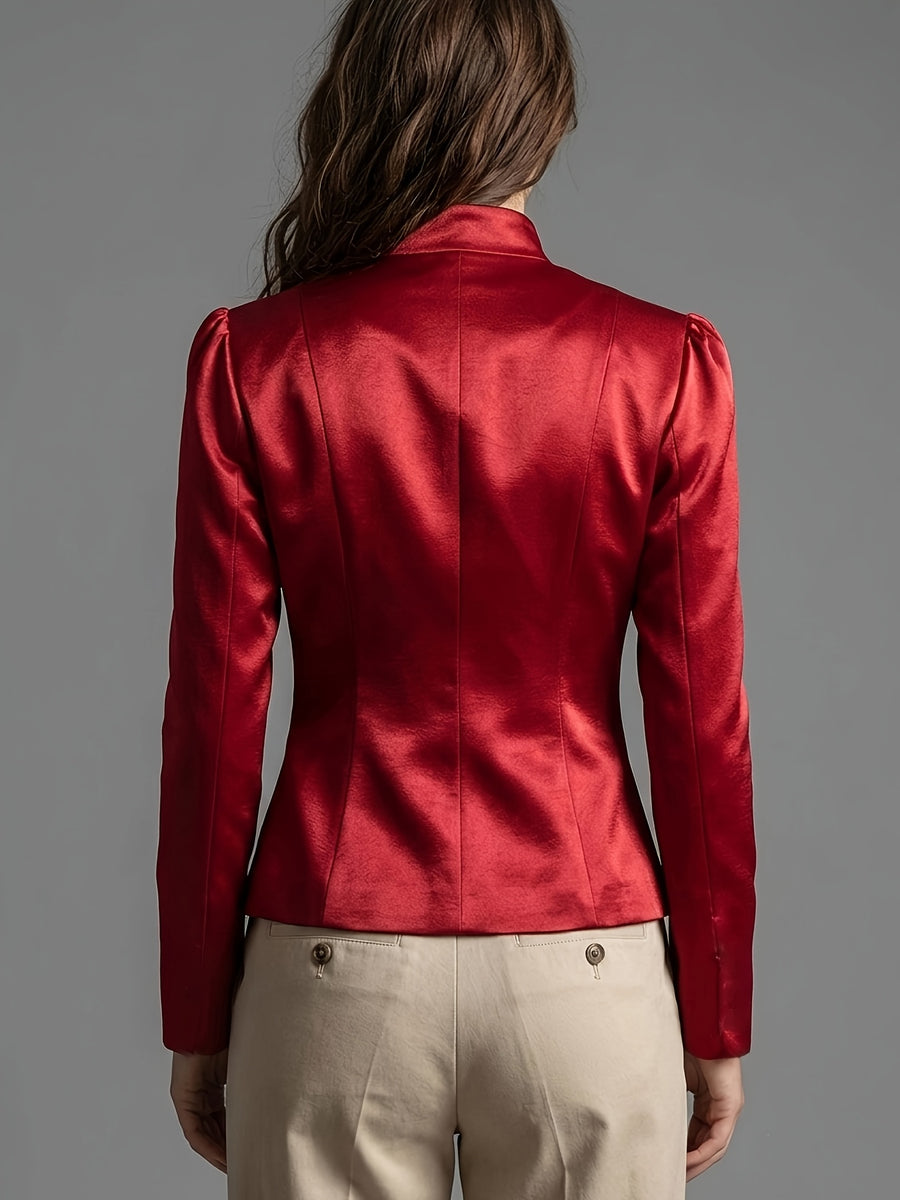High-Gloss Satin Fabric, High-Waist Short Style, Precise Fit for Waist And Abdomen Curves, Tummy Control And Effect, Chinese Style New Chinese And Retro Court Light Luxury Dual Style, Suitable for Cheongsam, Half-Length Skirt Wedding Toast - Burgundy