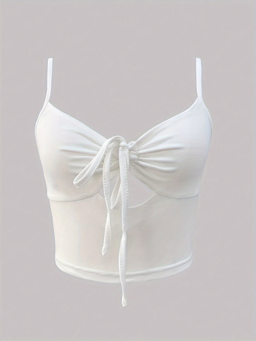 Women'S Strappy Ruched Cami Top - White