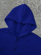 Warner Bros Official Casual Full-Zip Hooded Cardigan Sweatshirt with Kangaroo Pocket, Ribbed Cuffs and Hem, Loose Drop Shoulder Unisex Streetwear Versatile Outerwear for Autumn/Winter Daily Street Trend Long-Sleeve Hoodie - Blue